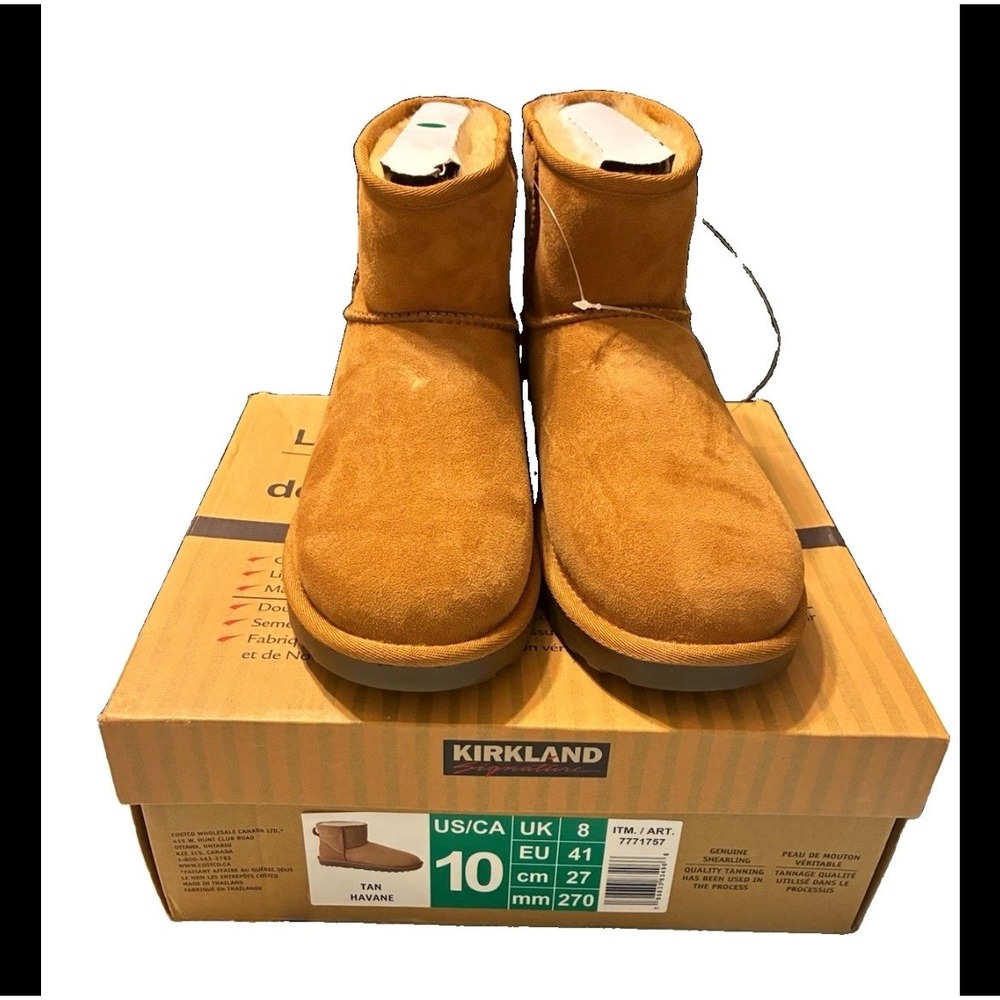 Kirkland Signature Womens Shearling Ankle Boots Tan Havane 7771757 Size 10